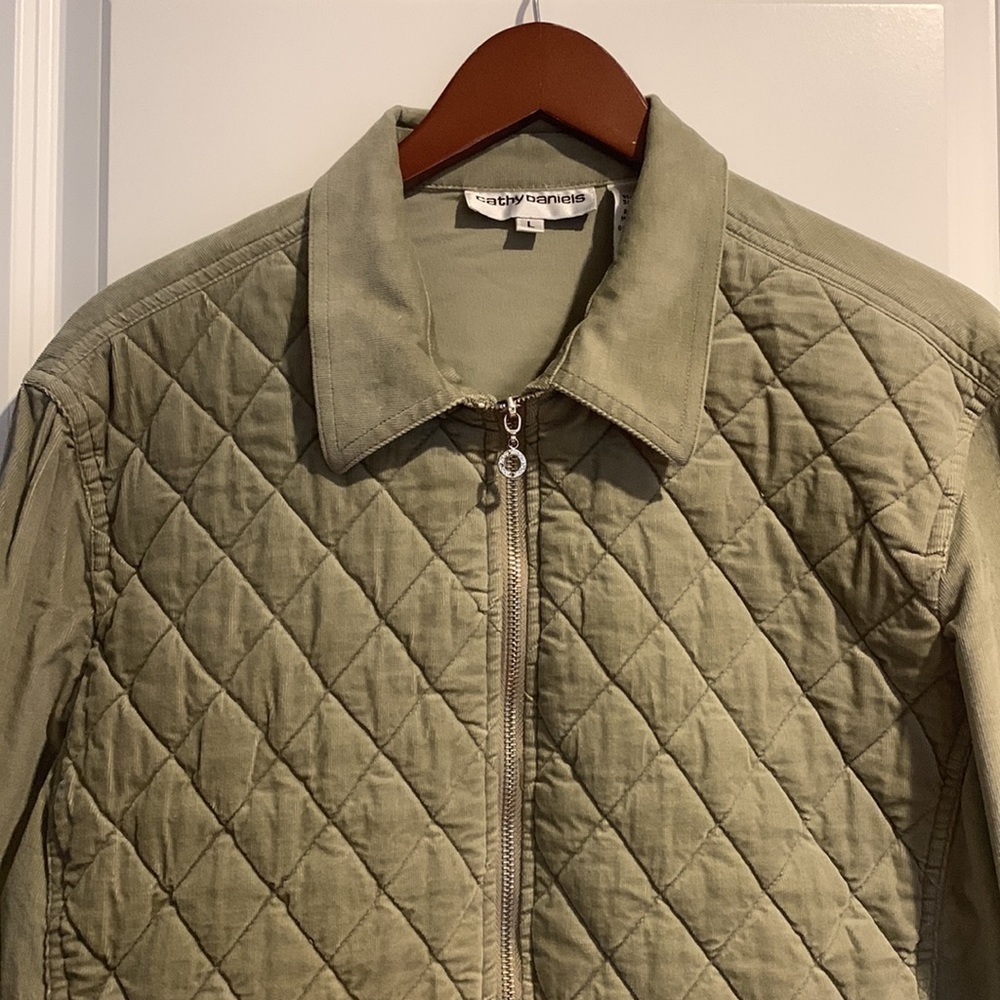 Cathy Daniels Green Corduroy Fill Zipper Jacket Size Large - Picture 3 of 14